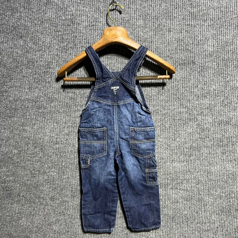 OshKosh B'gosh Overalls Kids 2T Blue Denim Vestbak Logo Adjustable Straps